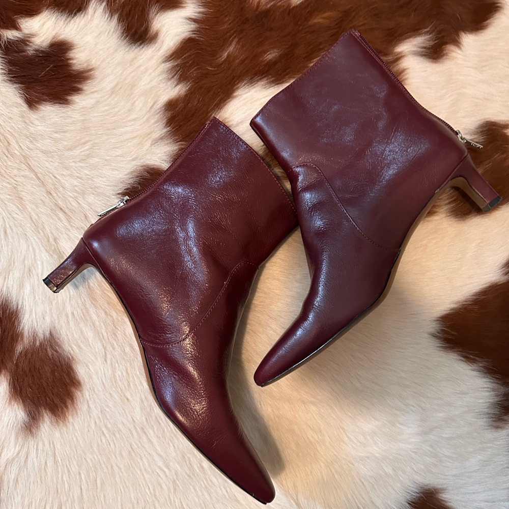 Madewell Dimes Kitten Heel Boots - Rich Burgundy sz 8